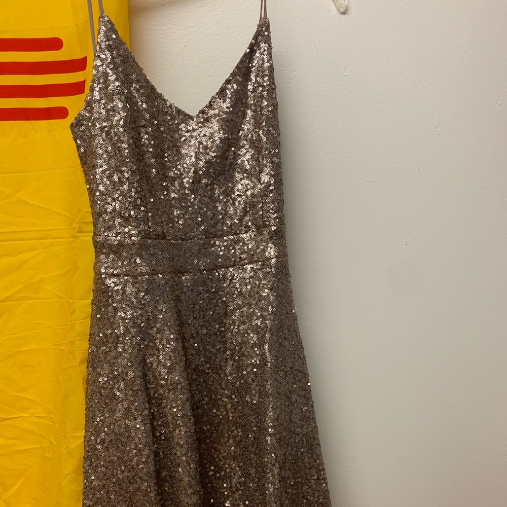 Tobi gold sequin A line dress